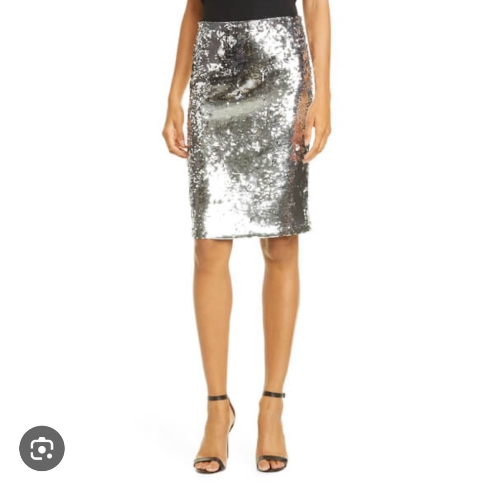 Alice and Olivia sequin silver skirt